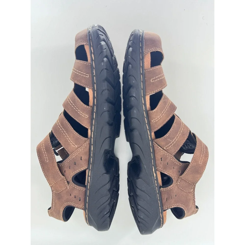 Dr Scholls Fisherman Sandals Mens 11 Brown Memory Foam Comfort Like New
